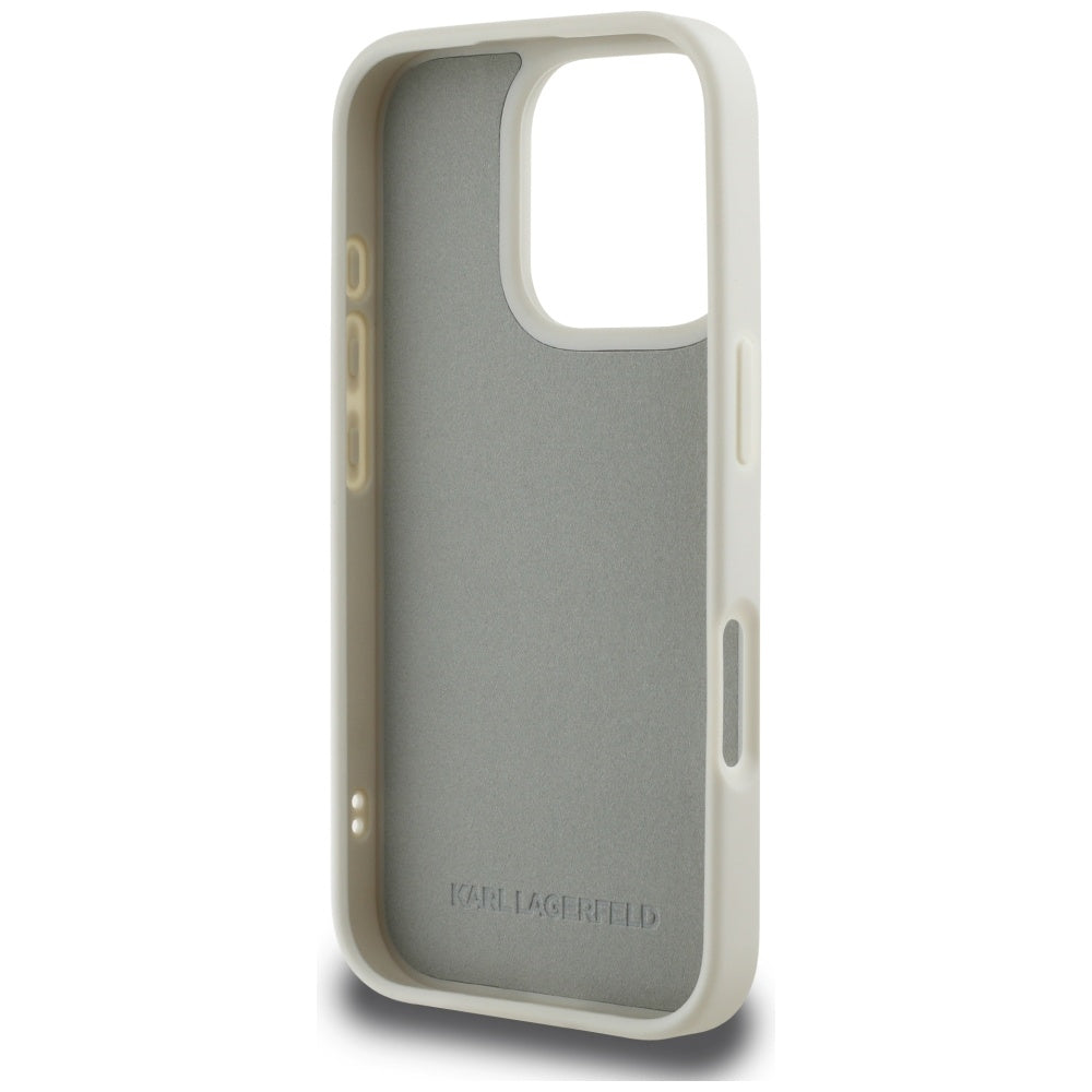 Custodia per Apple iPhone 16 Pro Max, Karl Lagerfeld, 3D Rubber Karl & Choupette, Beige