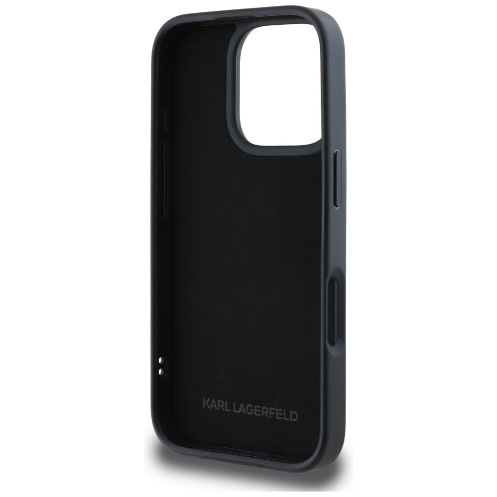 Custodia per Apple iPhone 16 Pro Max, Karl Lagerfeld, 3D Rubber Karl & Choupette, Nera