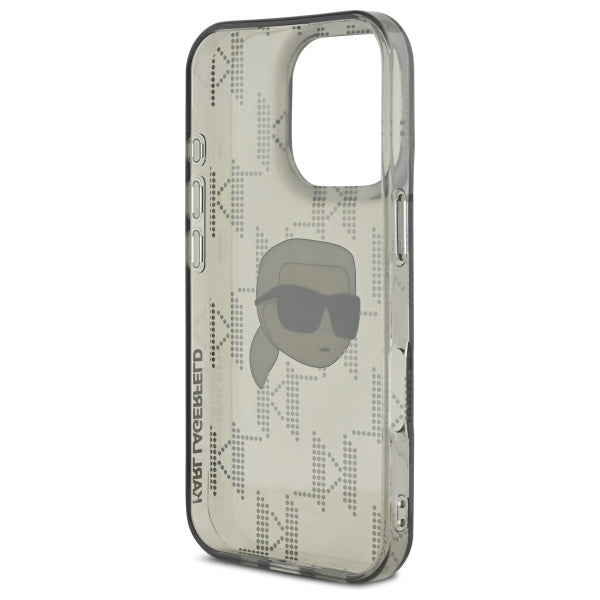 Custodia per Apple iPhone 16 Pro Max, Karl Lagerfeld, IML Luxury Electroplated Karl's Head, Nera