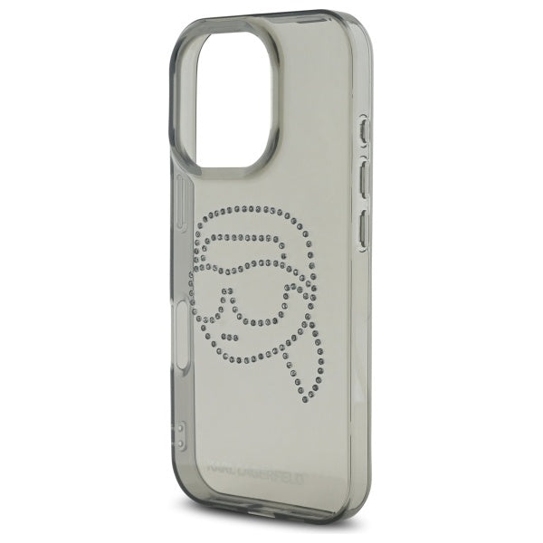 Custodia per Apple iPhone 16 Pro Max, Karl Lagerfeld, IML Rhinestones Karl's Head, Nera