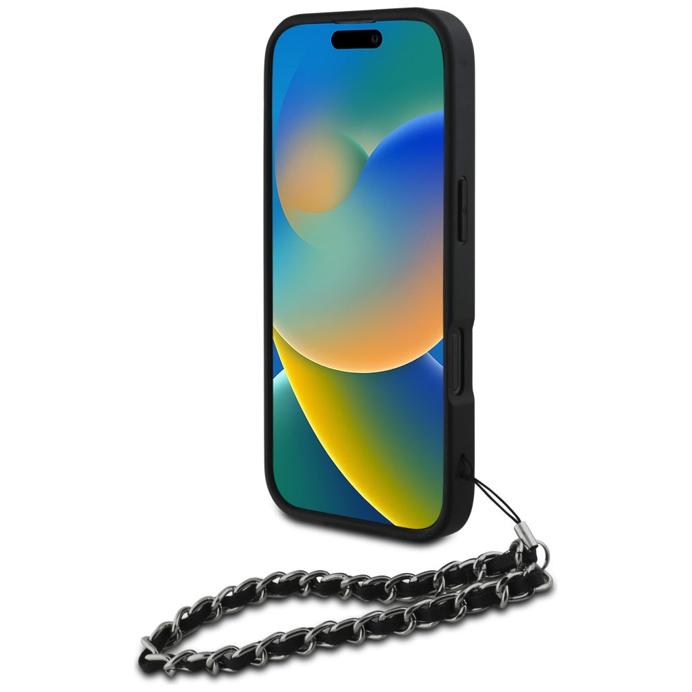 Custodia per Apple iPhone 16 Pro Max, Karl Lagerfeld, Saffiano Crystals & Charm, Nera