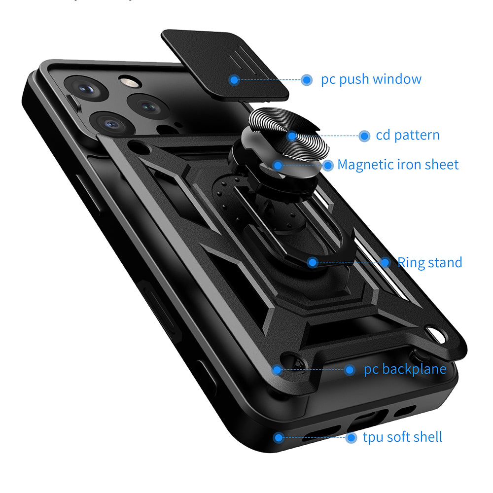 Custodia per Apple iPhone 16 Pro, Techsuit, CamShield, Nera