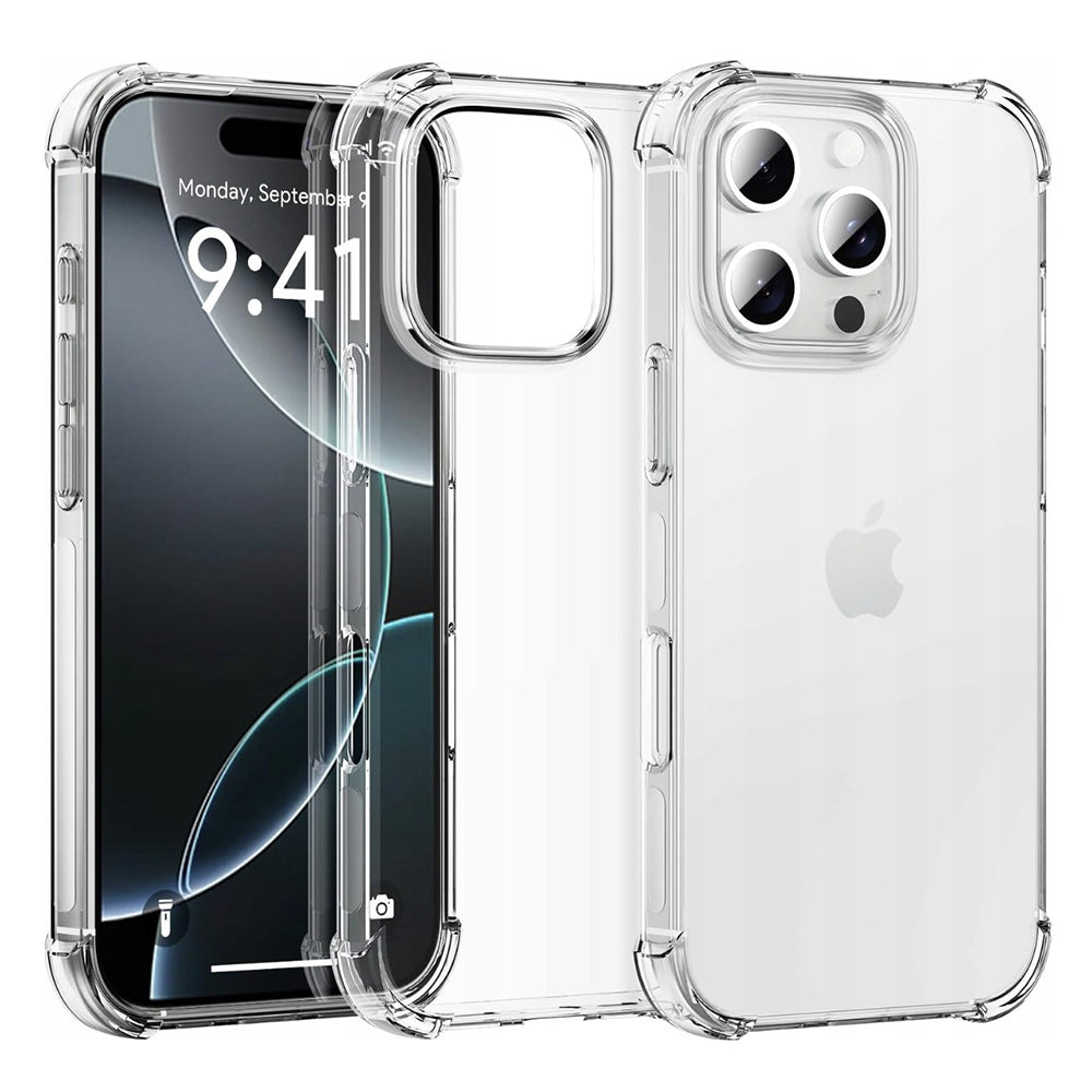 Custodia per Apple iPhone 16 Pro, Techsuit, Shockproof Clear (Foro Grande per Obiettivo), Trasparente