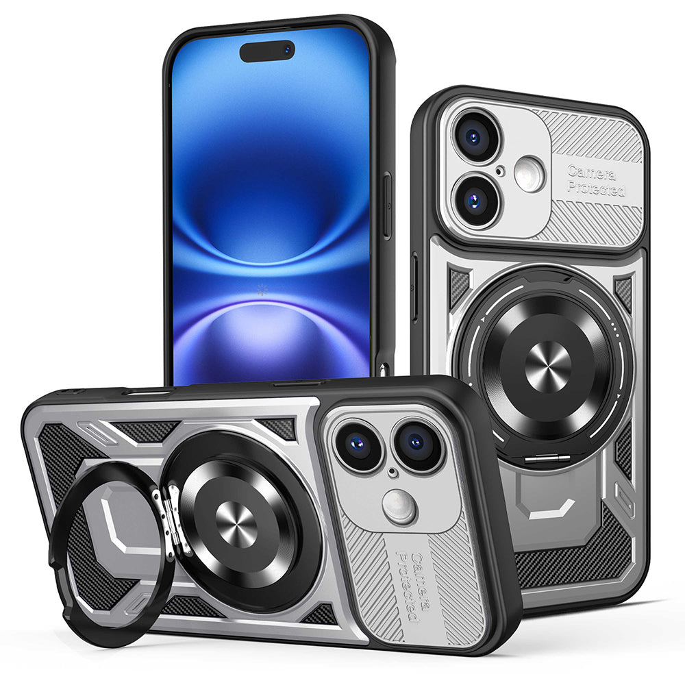 Custodia per Apple iPhone 16, Techsuit, RuggedCam, Grigio
