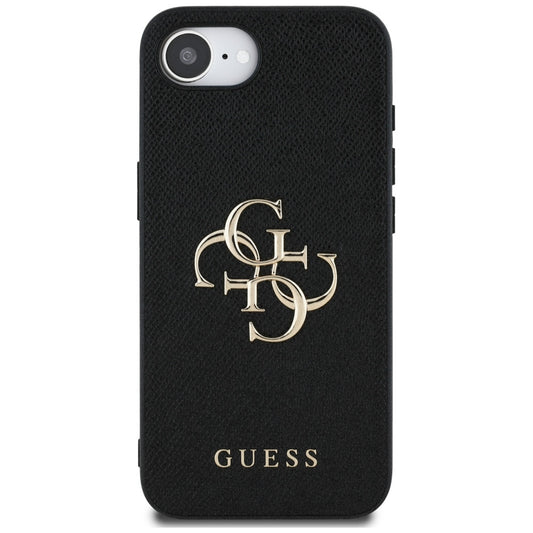 Custodia per Apple iPhone 16e, Guess, 4G Grained Big and Classic Logo, Nera