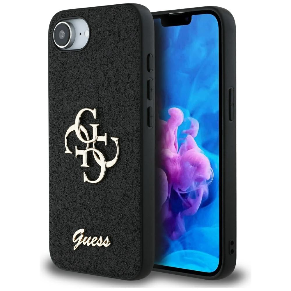 Custodia per Apple iPhone 17e / 16e, Guess, Fixed Glitter Big 4G, Nera