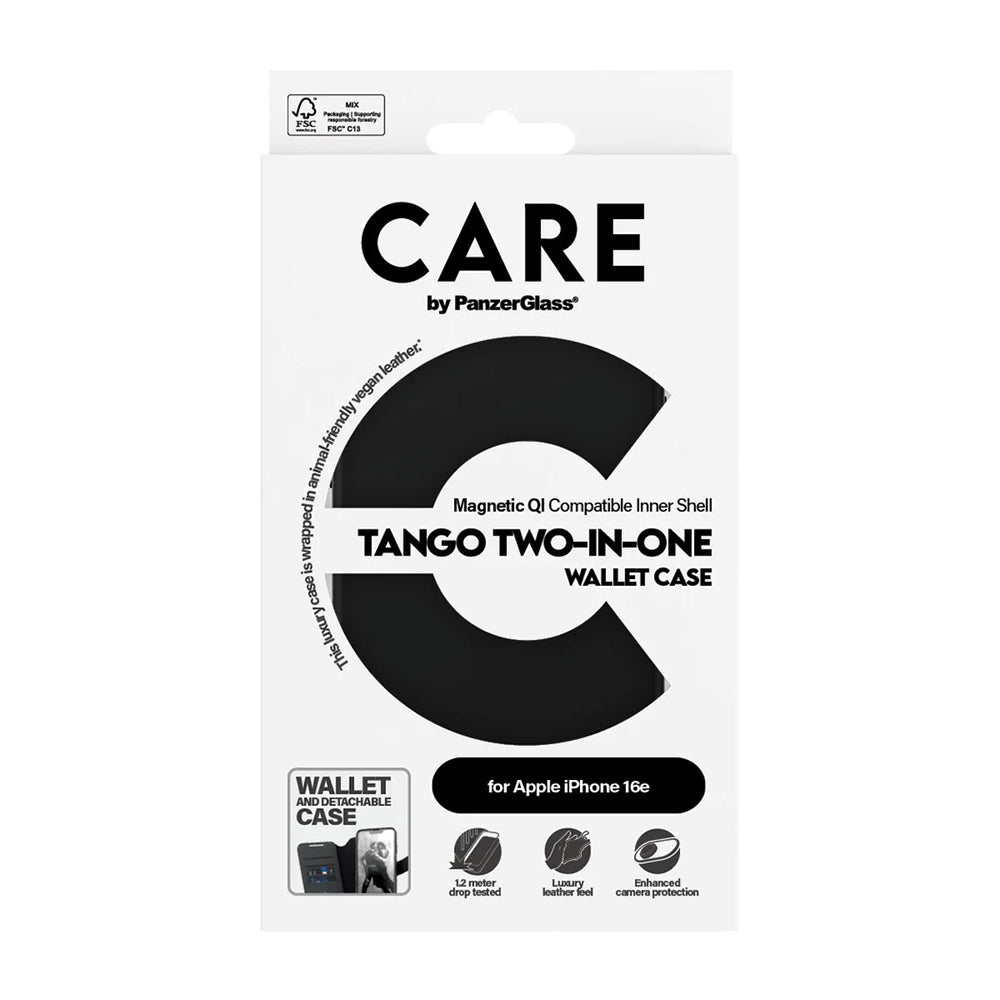 Custodia per Apple iPhone 17e / 16e, PanzerGlass, Care Feature Tango Two-in-One, Nera