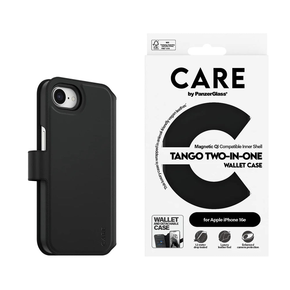 Custodia per Apple iPhone 17e / 16e, PanzerGlass, Care Feature Tango Two-in-One, Nera