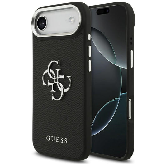 Custodia per Apple iPhone 17 Air, Guess, 4G Grained Big and Classic Logo, Nera Argentata