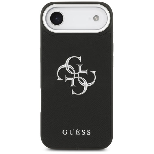 Custodia per Apple iPhone 17 Air, Guess, 4G Grained Big and Classic Logo, Nera Argentata