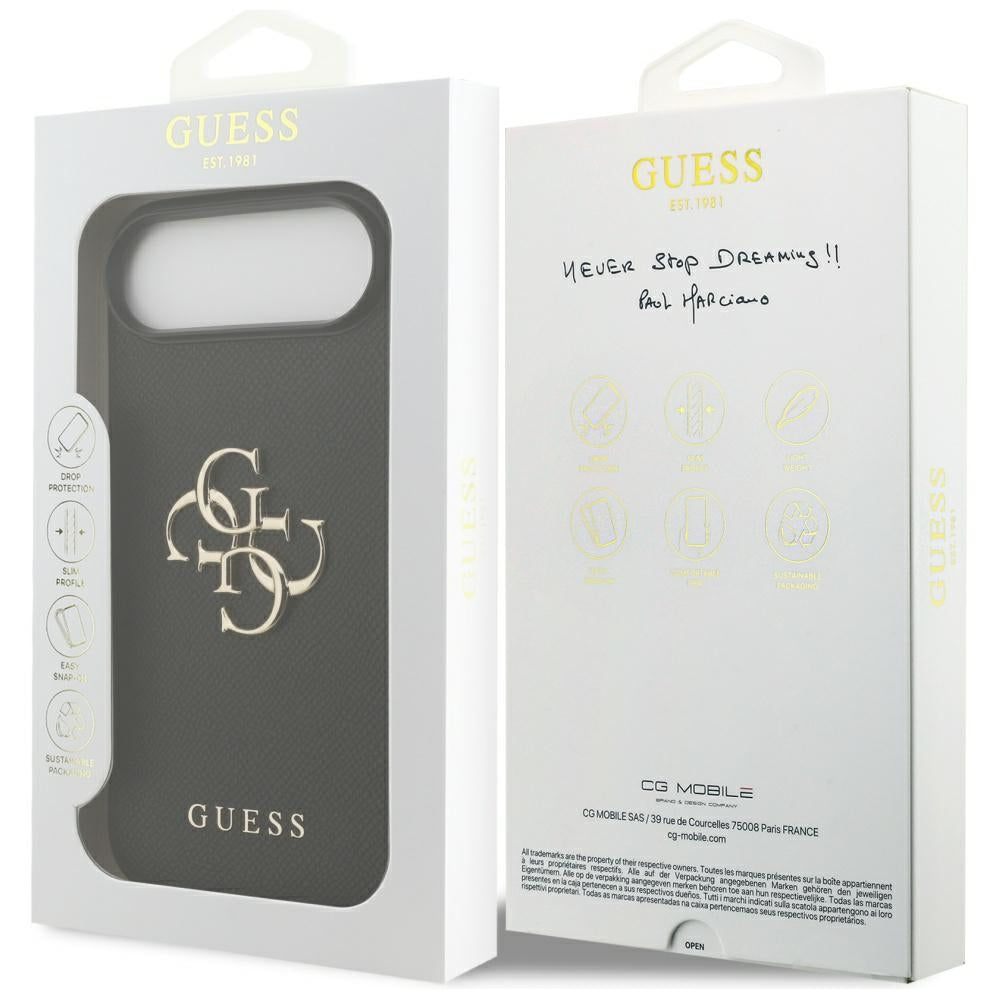 Custodia per Apple iPhone 17 Air, Guess, 4G Grained Big and Classic Logo, Nera