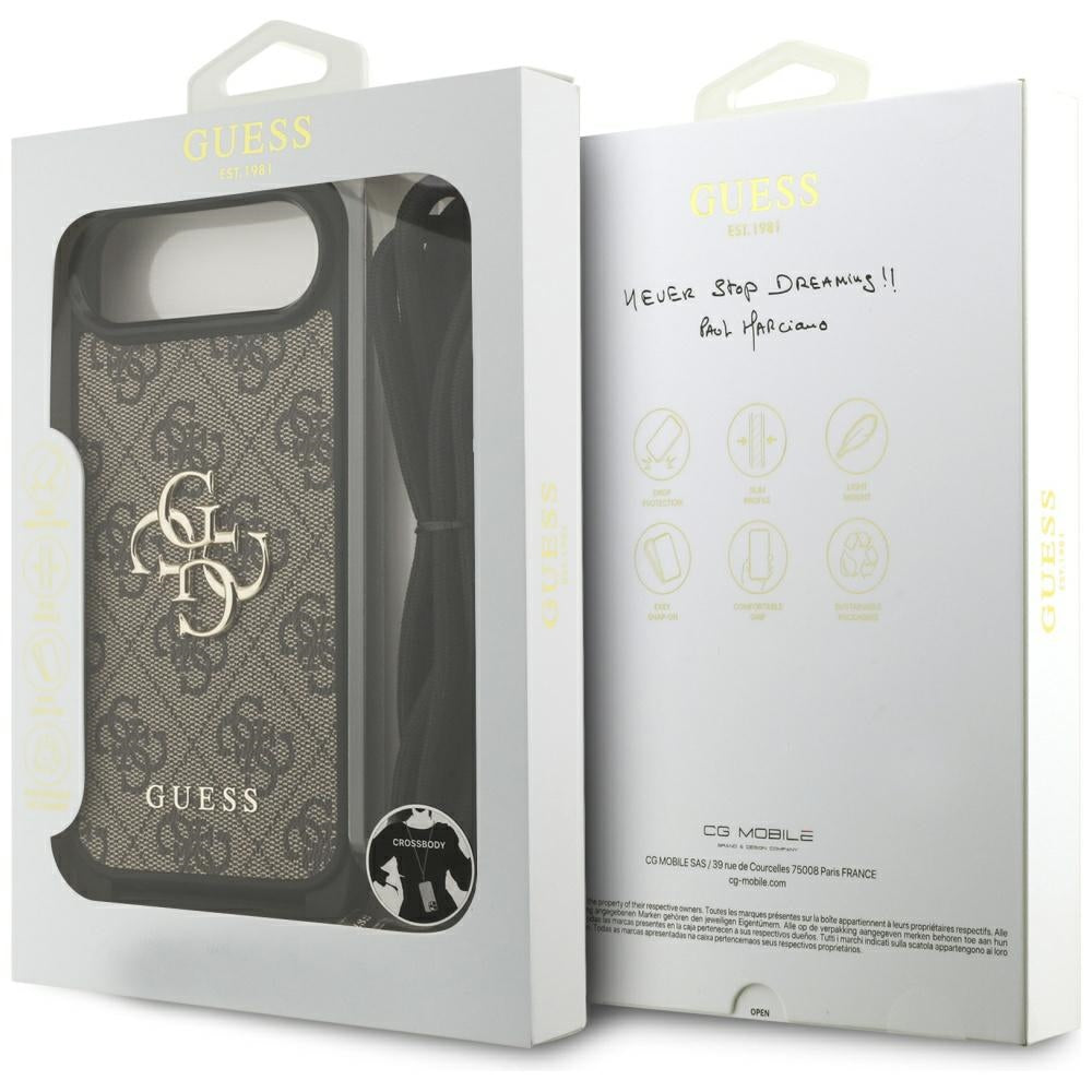 Custodia per Apple iPhone 17 Air, Guess, Crossbody Cord 4G Big Log, Marrone