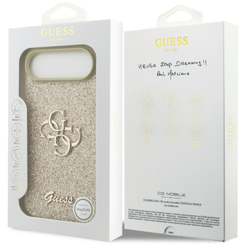Custodia per Apple iPhone 17 Air, Guess, Fixed Glitter Big 4G, Dorata