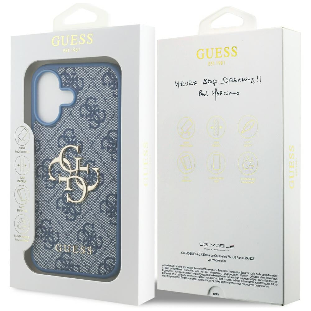 Custodia per Apple iPhone 17, Guess, 4G Big Logo, Blu