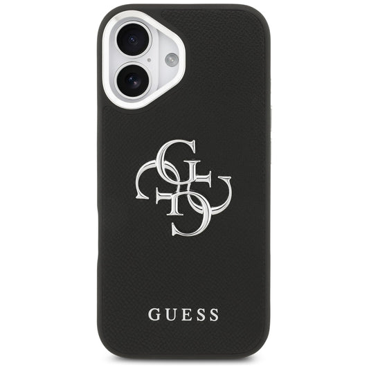 Custodia per Apple iPhone 17, Guess, 4G Grained Big and Classic Logo, Nera Argentata