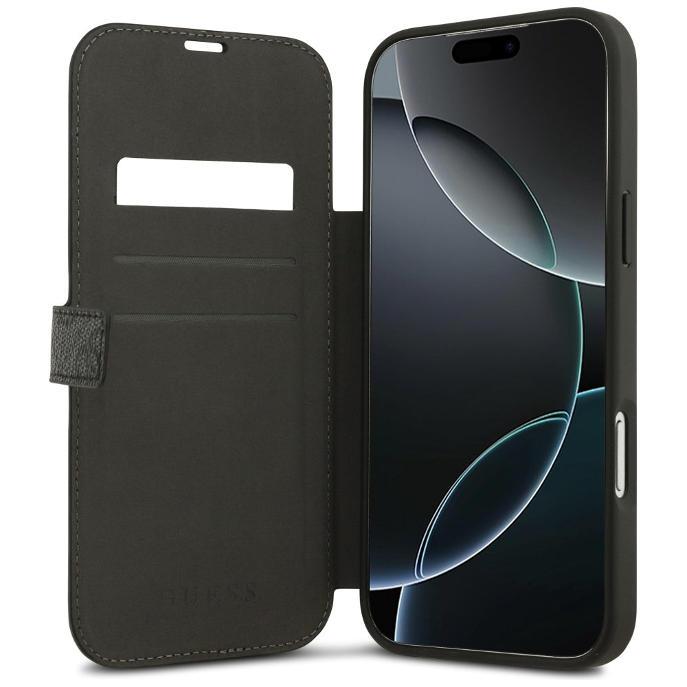 Custodia per Apple iPhone 17, Guess, Logo Metallico 4G, Nera