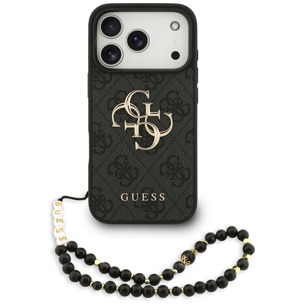 Custodia per Apple iPhone 17 Pro, Guess, 4G Classic Logo con Cinturino, Nera