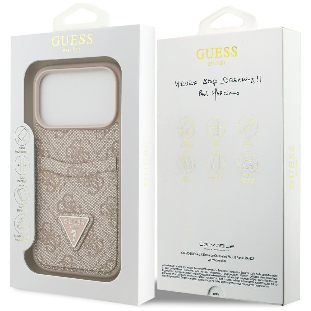 Custodia per Apple iPhone 17 Pro, Guess, 4G Double Card Triangle, Rosa