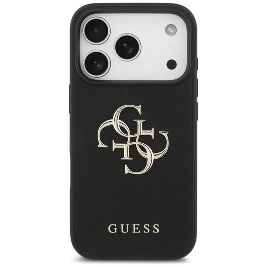 Custodia per Apple iPhone 17 Pro, Guess, 4G Grained Big and Classic Logo, Nera
