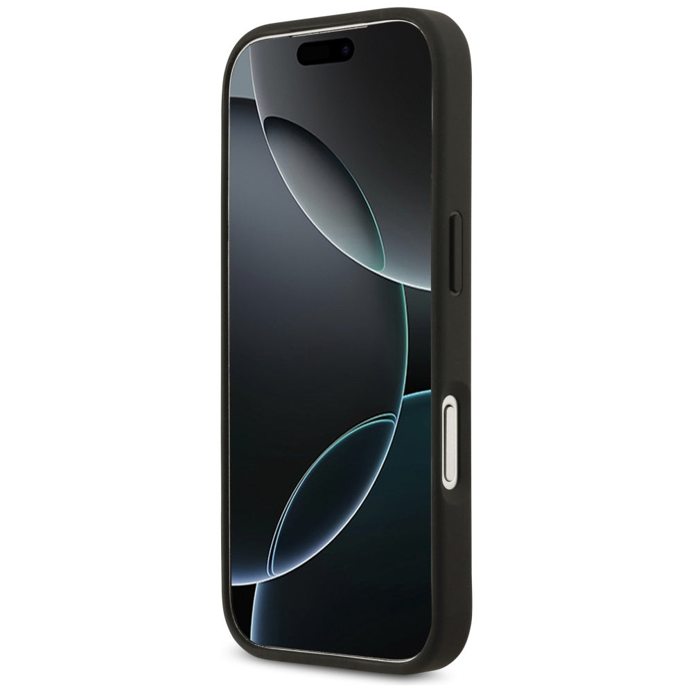 Case for Apple iPhone 17 Pro, Guess, 4G Grained Roses Big Logo, Black