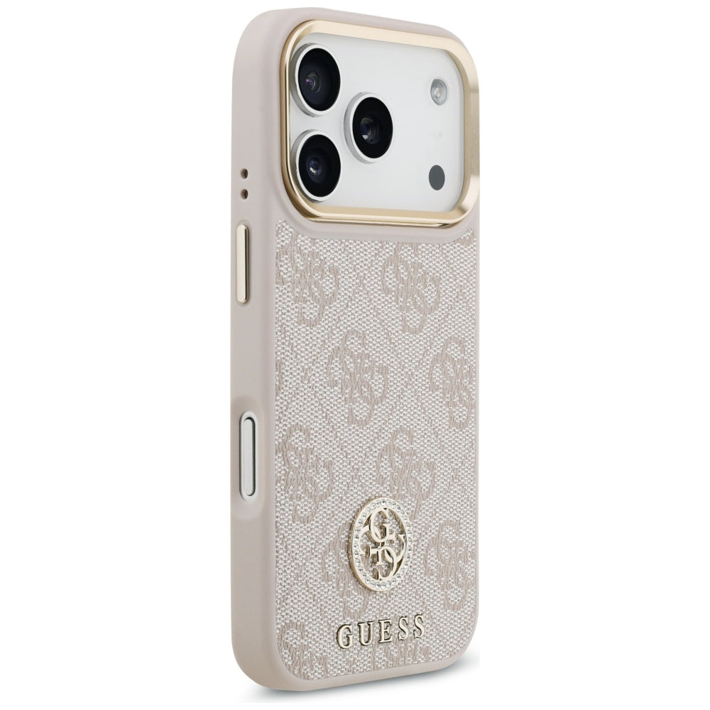 Custodia per Apple iPhone 17 Pro, Guess, 4G Strass Logo and Big Strap, Rosa