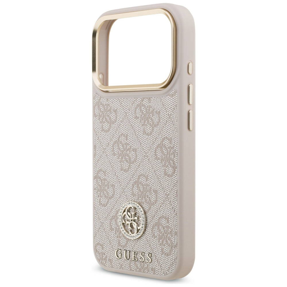 Custodia per Apple iPhone 17 Pro, Guess, 4G Strass Logo and Big Strap, Rosa