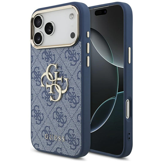 Custodia per Apple iPhone 17 Pro, Guess, Big 4G Logo Classic, Blu Dorato