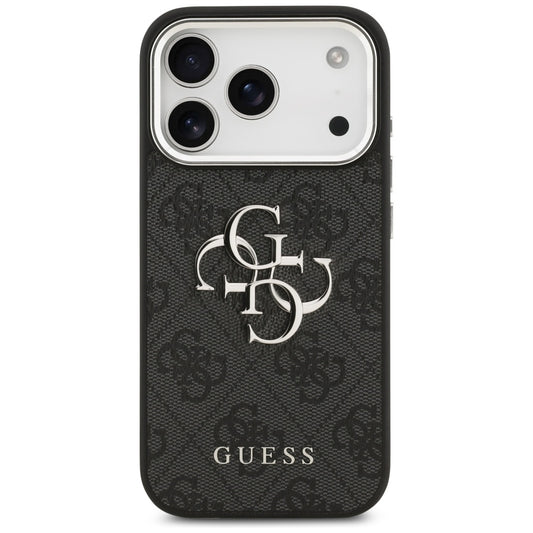 Custodia per Apple iPhone 17 Pro, Guess, Big 4G Logo Classic, Nera Argentata