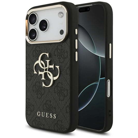 Custodia per Apple iPhone 17 Pro, Guess, Big 4G Logo Classic, Nera Dorata