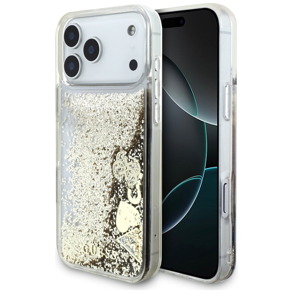 Custodia per Apple iPhone 17 Pro, Guess, Liquid Glitter Charms, Dorata