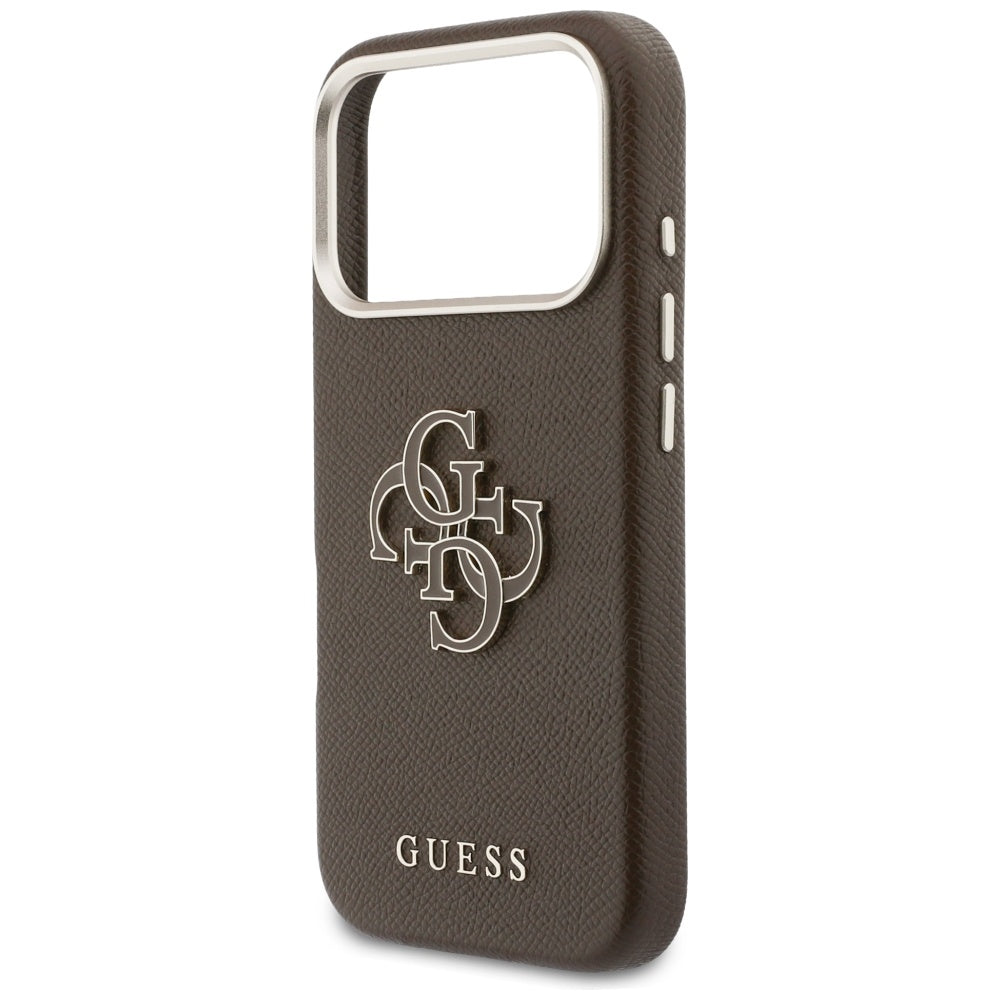 Custodia per Apple iPhone 17 Pro, GUESS, Resin Logo, Marrone