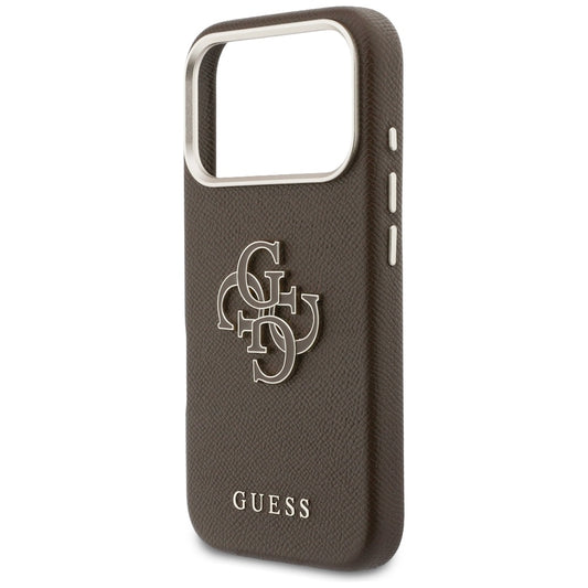 Custodia per Apple iPhone 17 Pro, GUESS, Resin Logo, Marrone