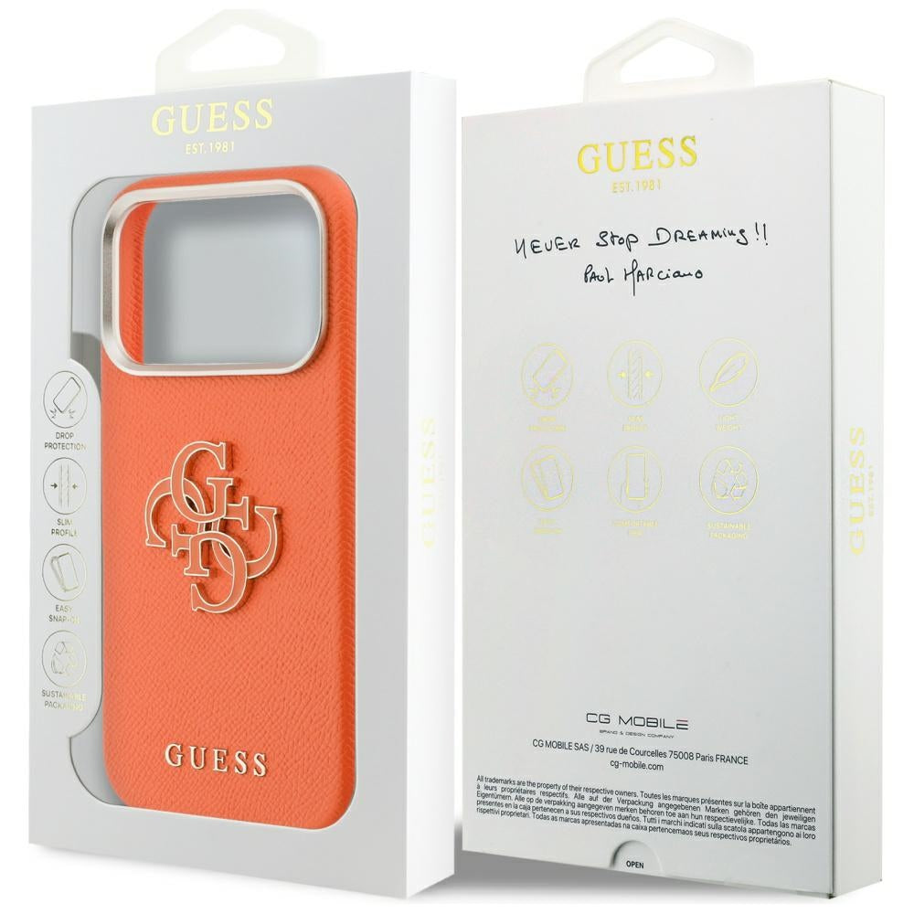 Custodia per Apple iPhone 17 Pro, Guess, Resin Logo, Arancione