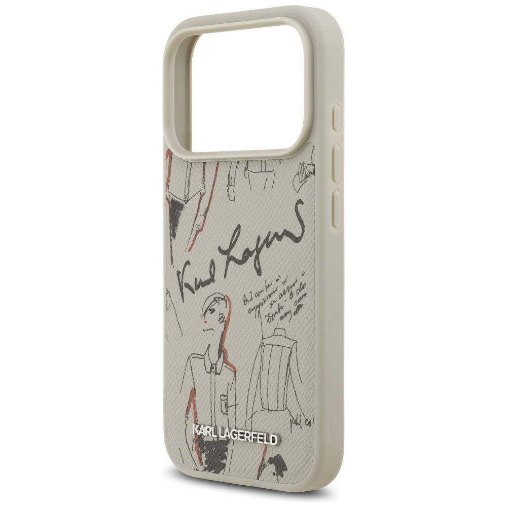 Custodia per Apple iPhone 17 Pro, Karl Lagerfeld, Logo con Motivo Granulato, Grigio