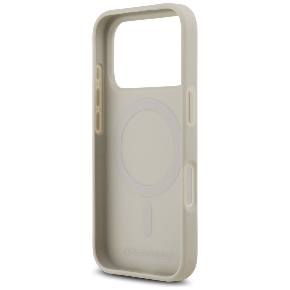 Custodia per Apple iPhone 17 Pro, Karl Lagerfeld, Logo con Motivo Granulato, Grigio