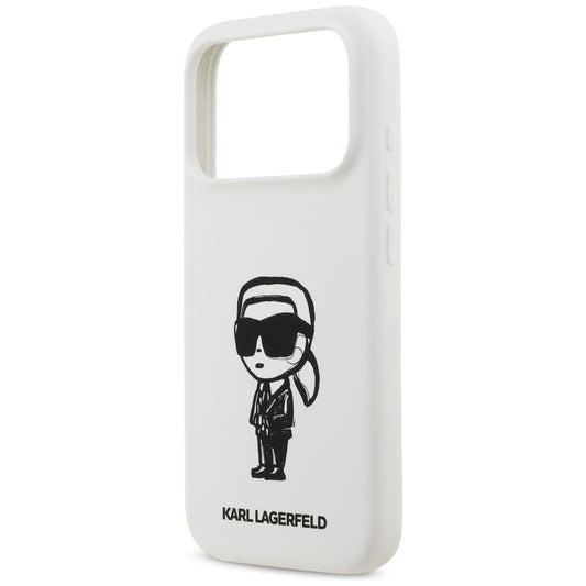 Custodia per Apple iPhone 17 Pro, Karl Lagerfeld, Sketch and Logo Karl, Bianca