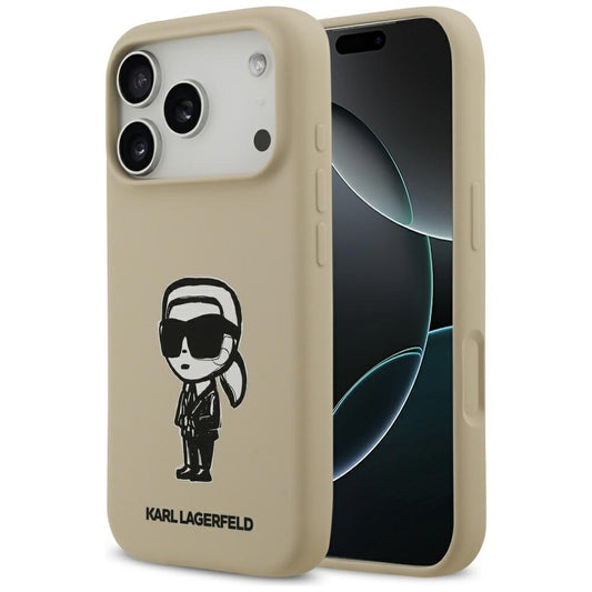 Custodia per Apple iPhone 17 Pro, Karl Lagerfeld, Sketch and Logo Karl, Marrone