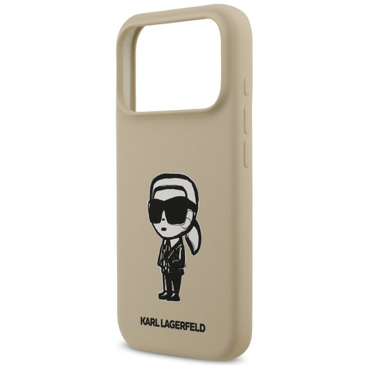 Custodia per Apple iPhone 17 Pro, Karl Lagerfeld, Sketch and Logo Karl, Marrone