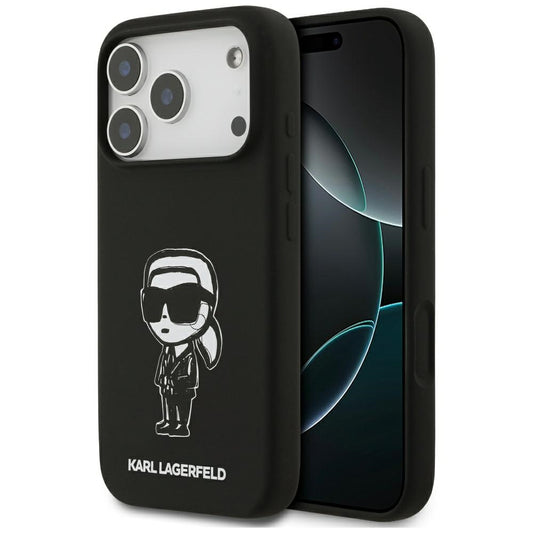Custodia per Apple iPhone 17 Pro, Karl Lagerfeld, Sketch and Logo Karl, Nera