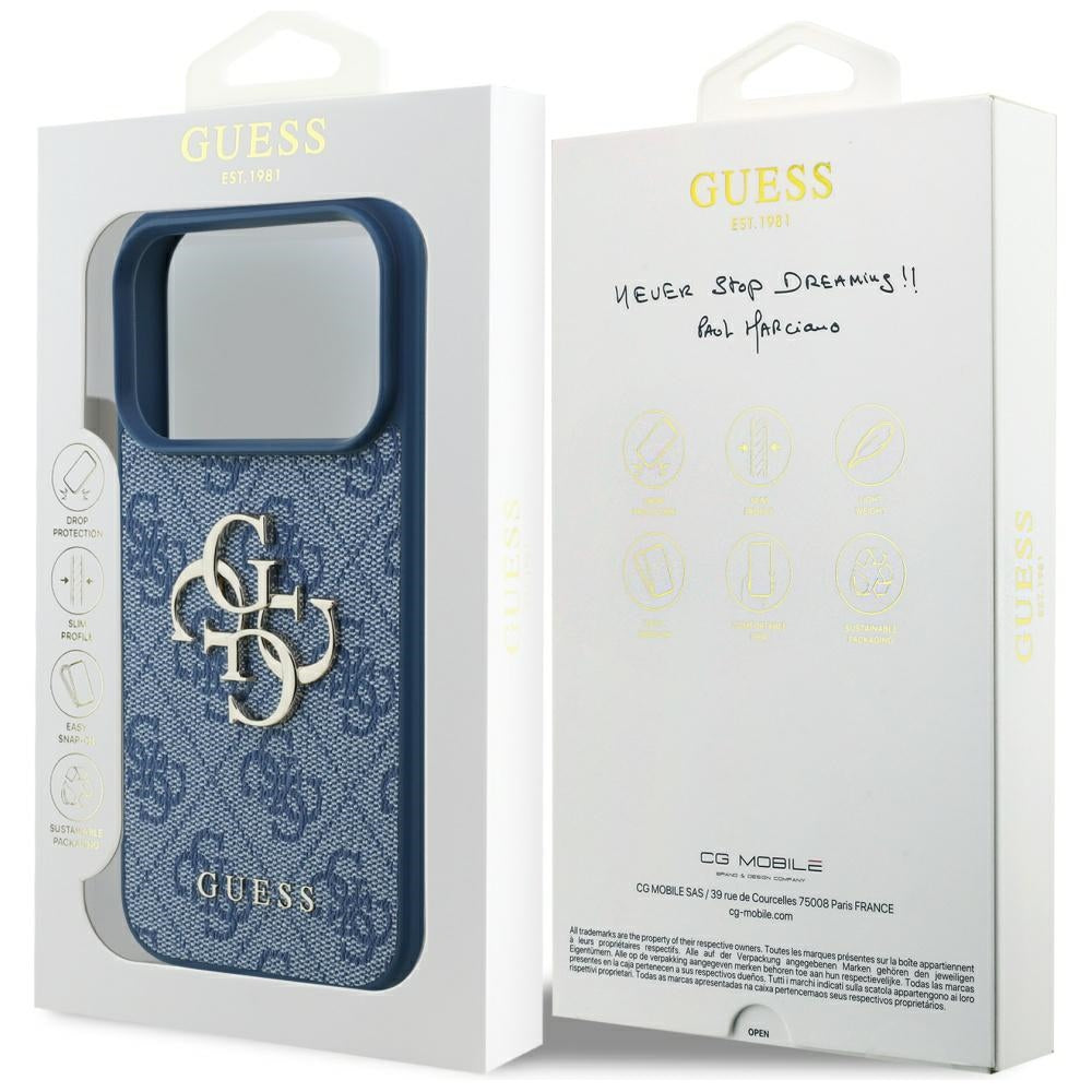 Custodia per Apple iPhone 17 Pro Max, Guess, 4G Big Logo, Blu