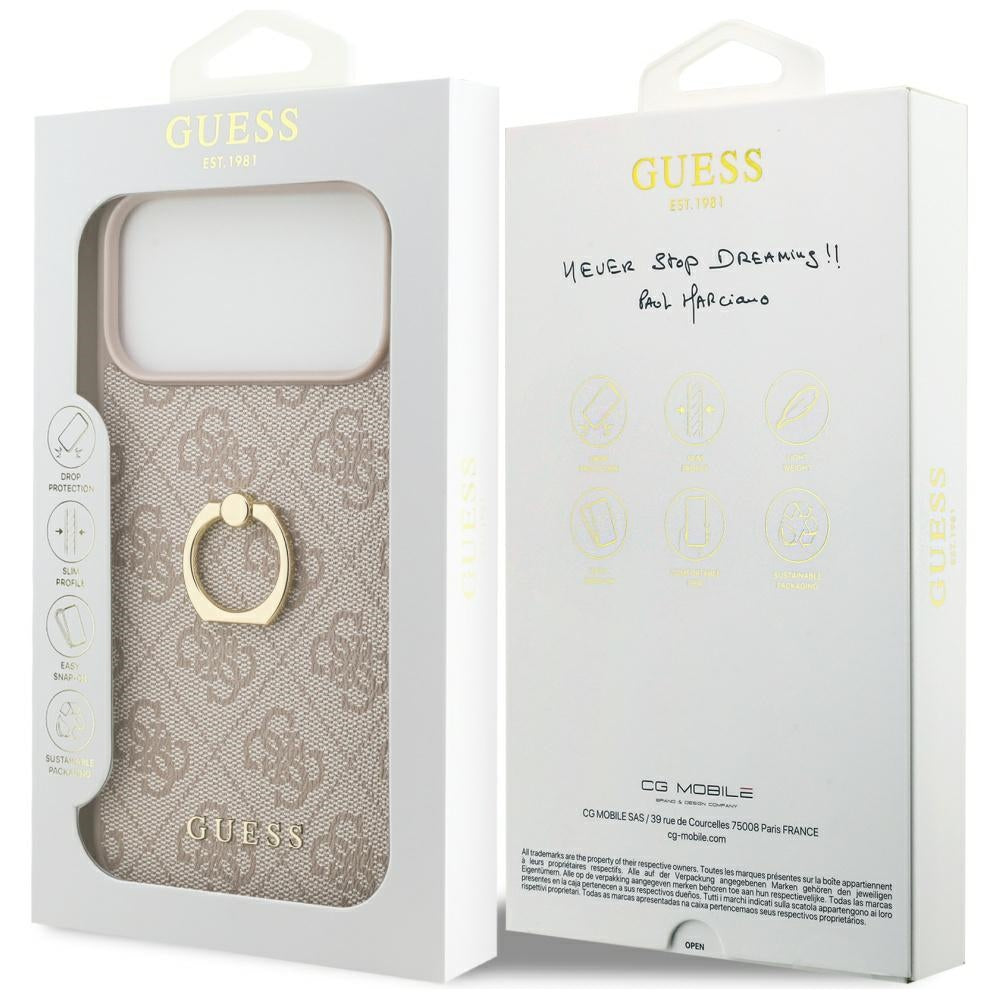 Custodia per Apple iPhone 17 Pro Max, Guess, 4G Ring Stand, Rosa