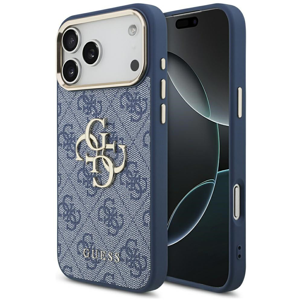 Custodia per Apple iPhone 17 Pro Max, Guess, Big 4G Logo Classic, Blu Dorato