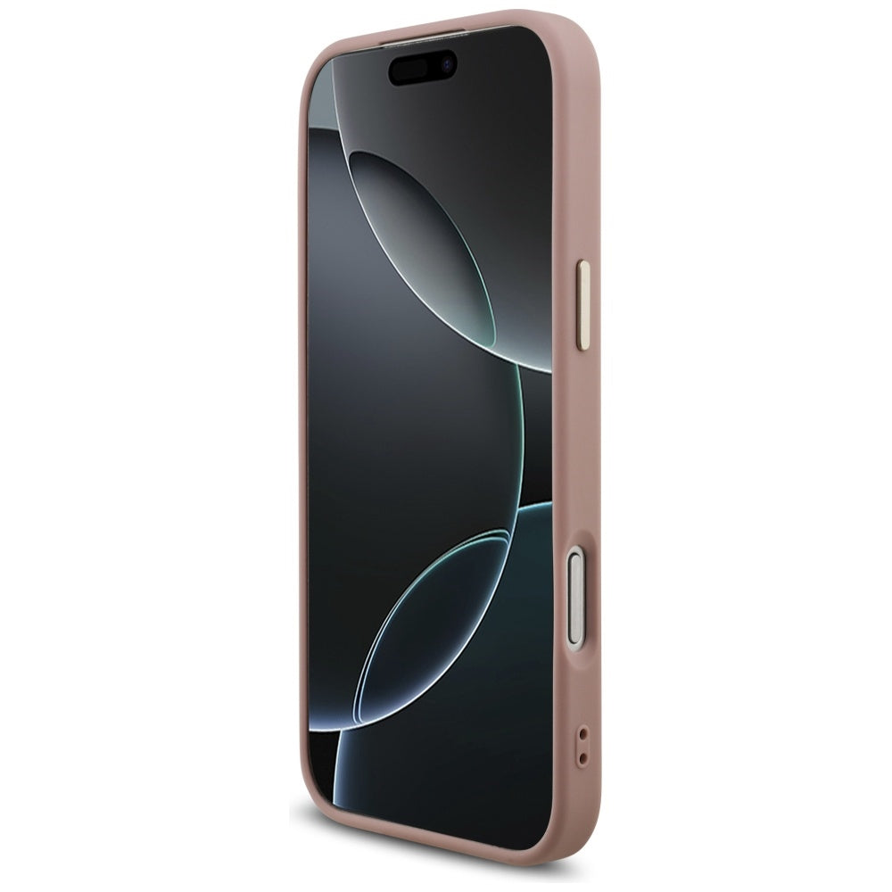 Custodia per Apple iPhone 17 Pro Max, Guess, Fixed Glitter Big 4G Metal Frame, Rosa