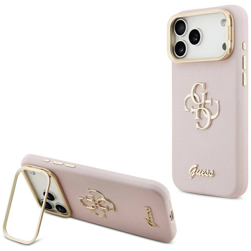 Custodia per Apple iPhone 17 Pro Max, Guess, Grained Big 4G Stand Camera, Rosa