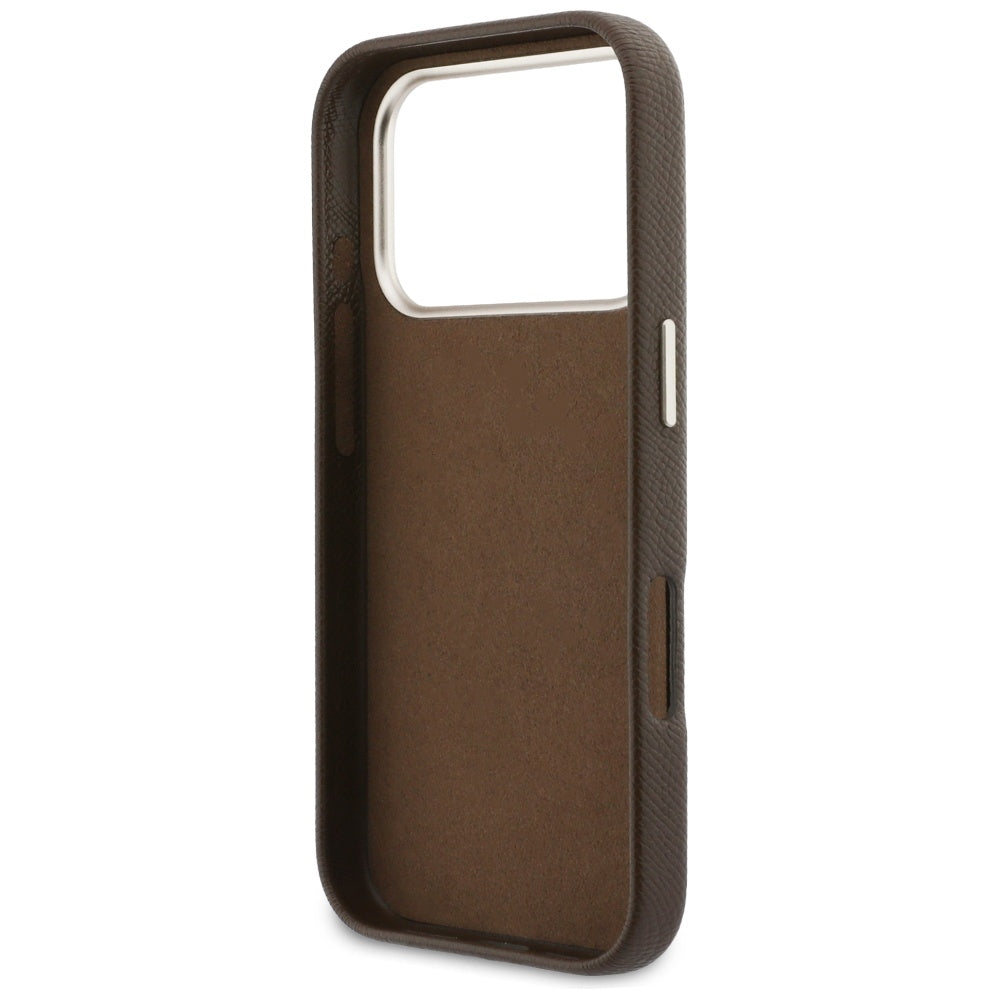 Custodia per Apple iPhone 17 Pro Max, Guess, Resin Logo, Marrone