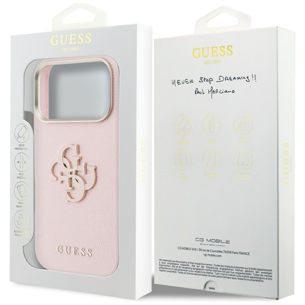 Custodia per Apple iPhone 17 Pro, Guess, Logo in resina, Rosa