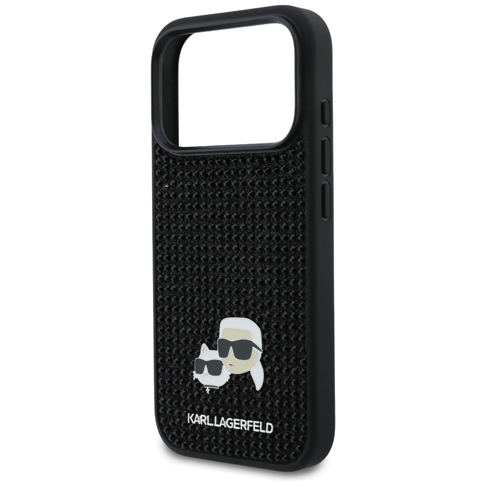 Custodia per Apple iPhone 17 Pro Max, Karl Lagerfeld, Rhinestone Karl & Choupette Pins, Nera