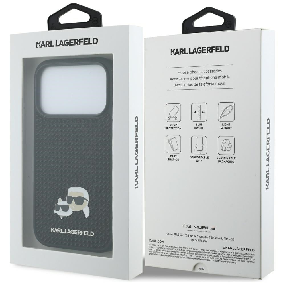 Custodia per Apple iPhone 17 Pro Max, Karl Lagerfeld, Rhinestone Karl & Choupette Pins, Nera