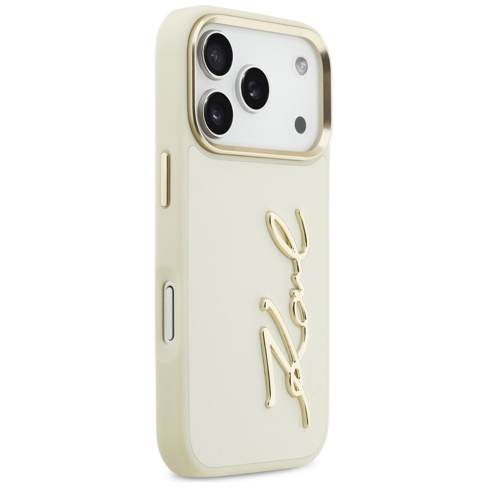 Custodia per Apple iPhone 17 Pro Max, Karl Lagerfeld, Script Logo, Beige