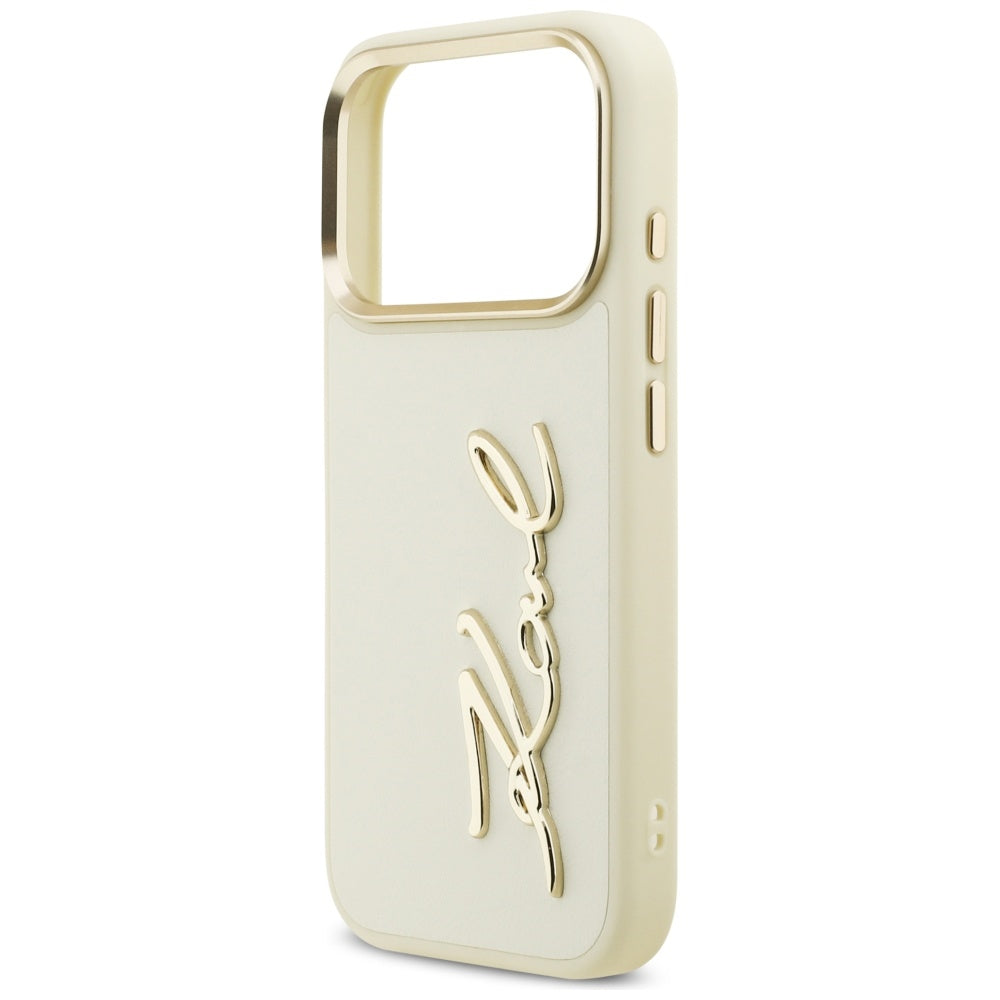Custodia per Apple iPhone 17 Pro Max, Karl Lagerfeld, Script Logo, Beige